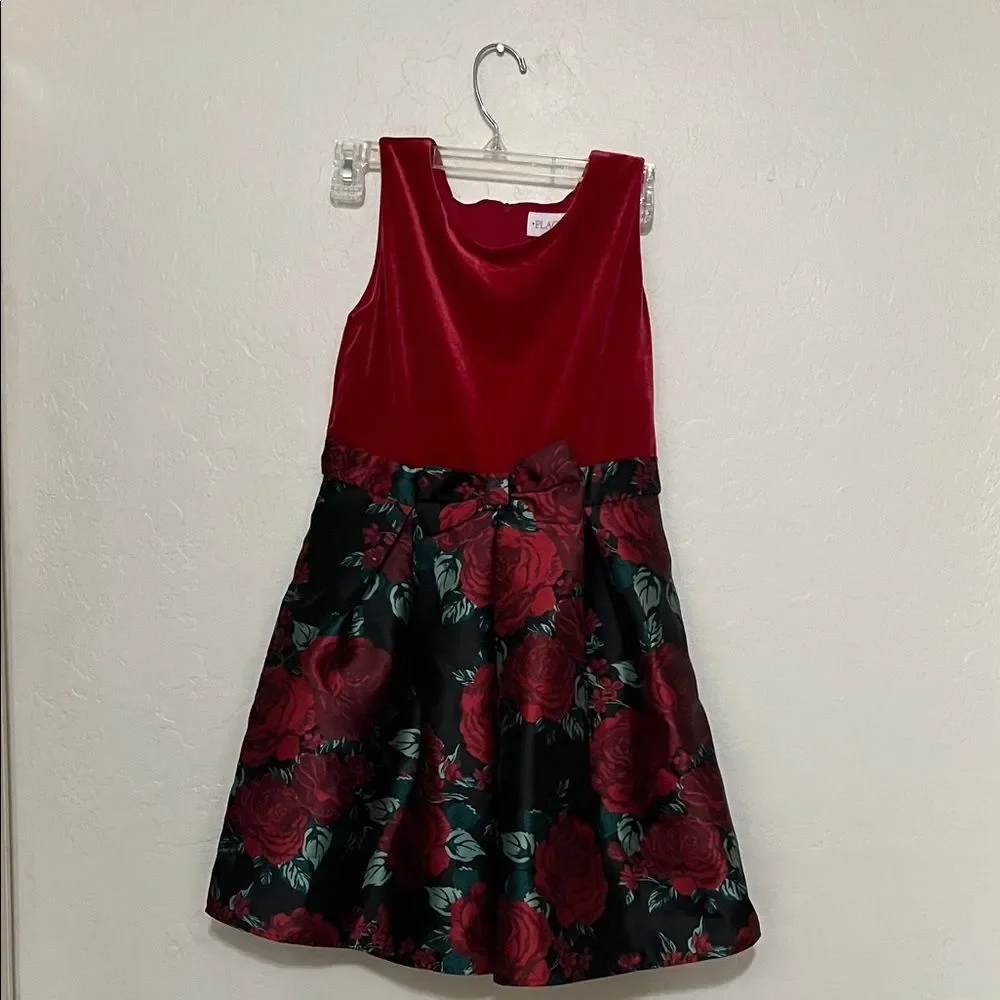 The Children’s Place Big Girls’ Red Black Floral Dress Holiday Party Birthday